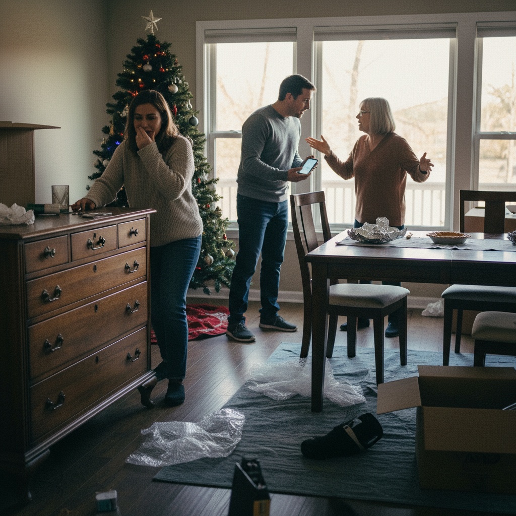 My Mil Called Me “Useless” Over A Christmas Pie And My Husband Sided With Her. I Left And Took Every Piece Of Furniture I Owned. Should I Respond To Their Angry Texts?