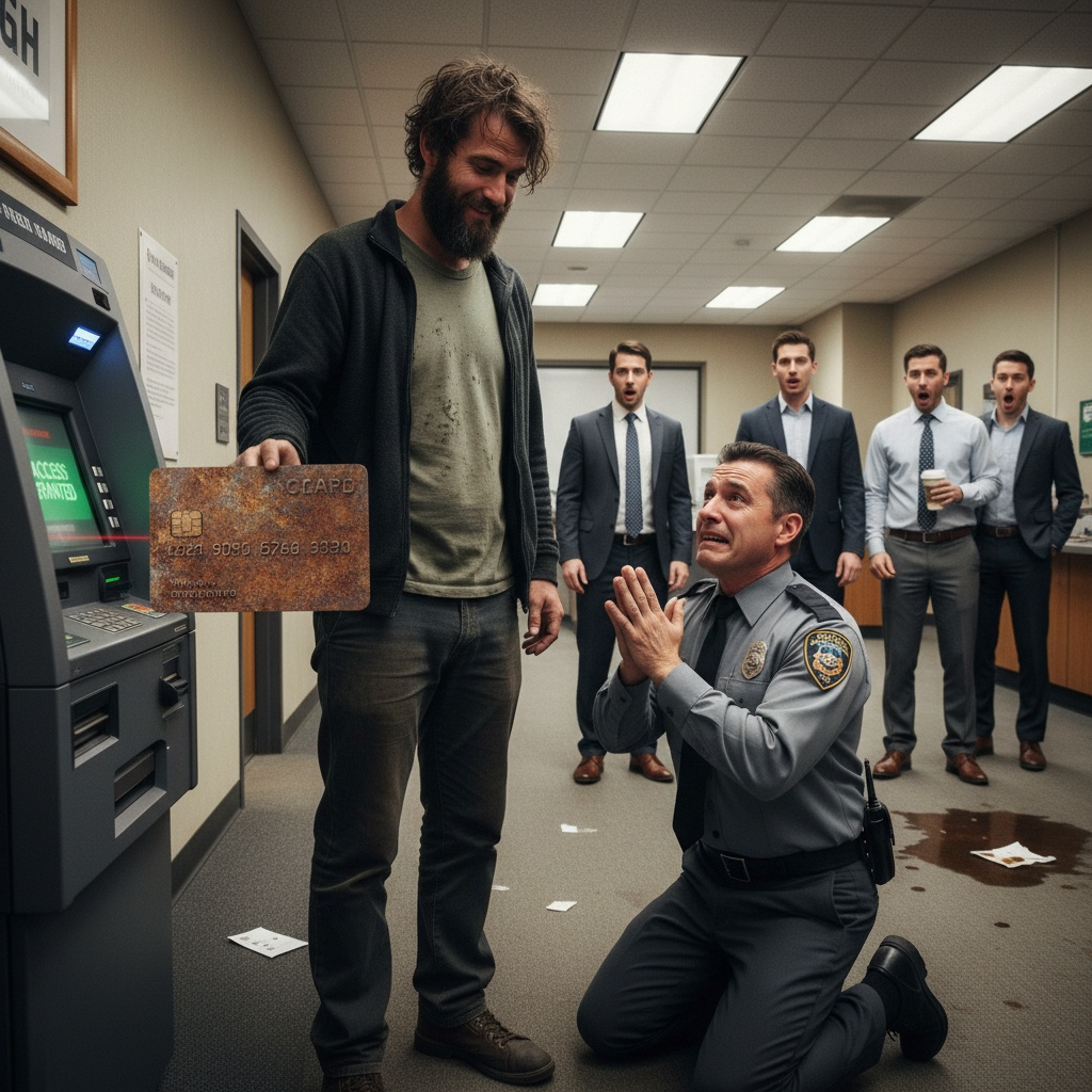 I Was Kicked Out Of A Bank For Being Homeless. Then I Scanned My Grandfather’s Rusted Metal Card. Now The Security Guard Is Begging For His Job.