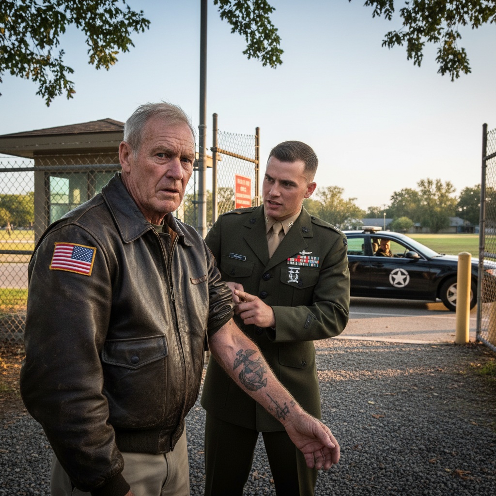 I Went To My Grandson’s Marine Graduation In My Favorite Jacket. The Gate Guard Accused Me Of Stolen Valor Because Of My Old Tattoo. He Didn’t Realize The Base Commander Was Already On His Way Down To Meet Me.
